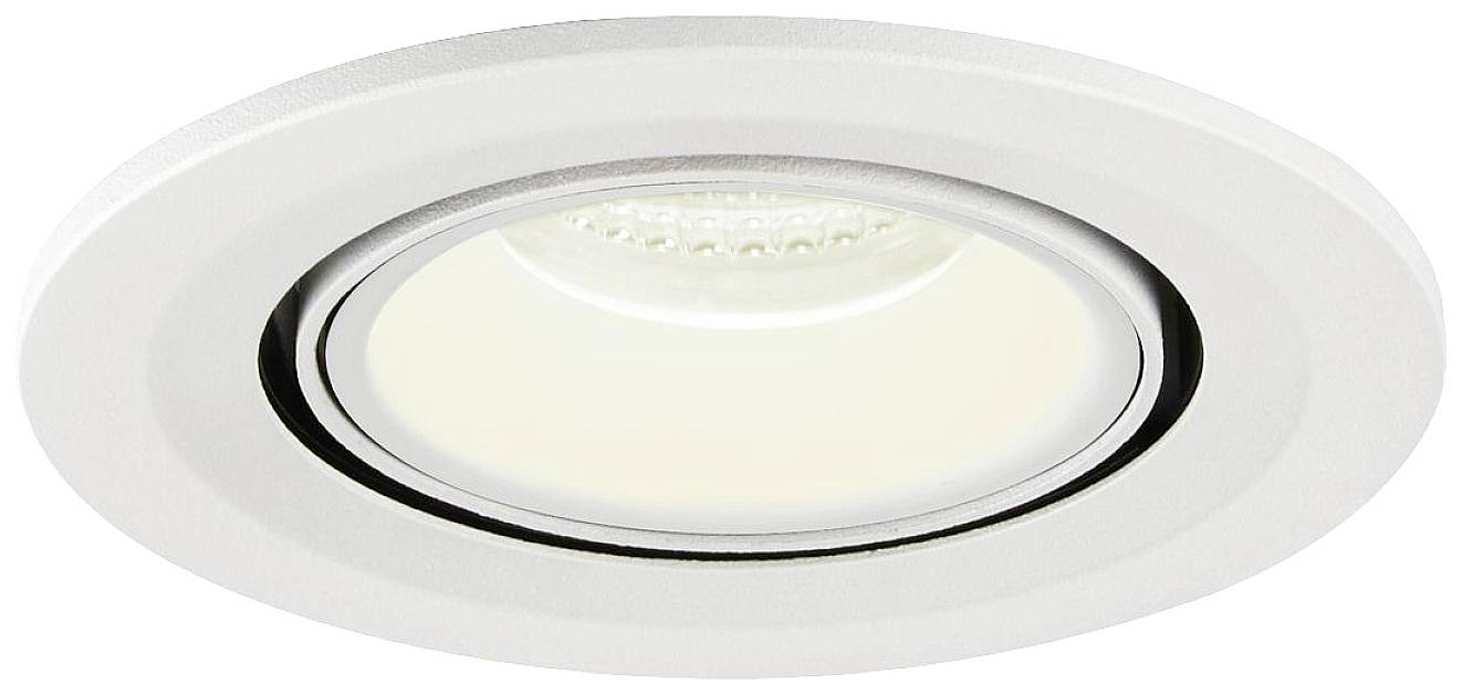 Ronde, witte plafondlamp met LED-spots, geschikt voor binnenverlichting. Strak, modern design.