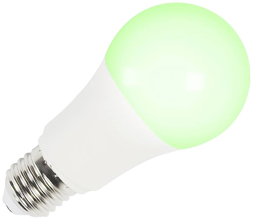 Een LED-lamp met een groen oplichtende kop tegen een witte achtergrond.