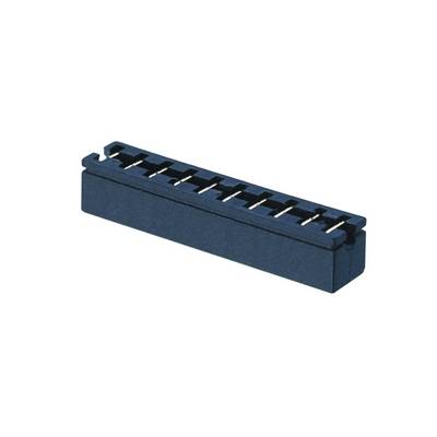 Een zwarte plastic stekker met meerdere metalen contactpunten, waarschijnlijk voor elektronische verbindingen of kabelaansluitingen.