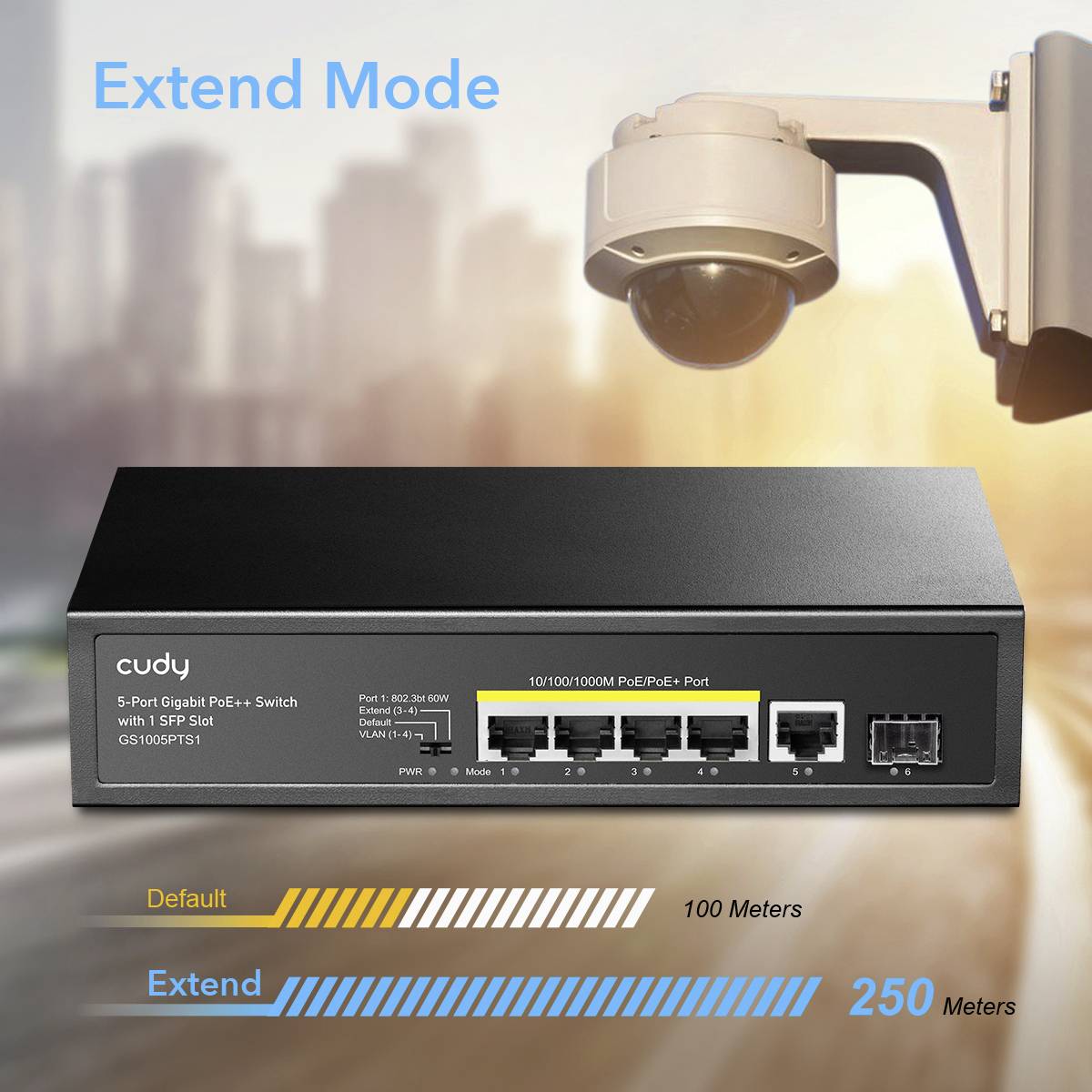 CUDY GS1005PTS1 5-poorts Gigabit PoE+ Switch 1 SFP-poort 120W-6