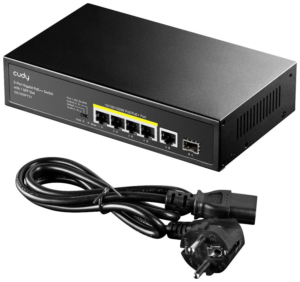CUDY GS1005PTS1 5-poorts Gigabit PoE+ Switch 1 SFP-poort 120W-3