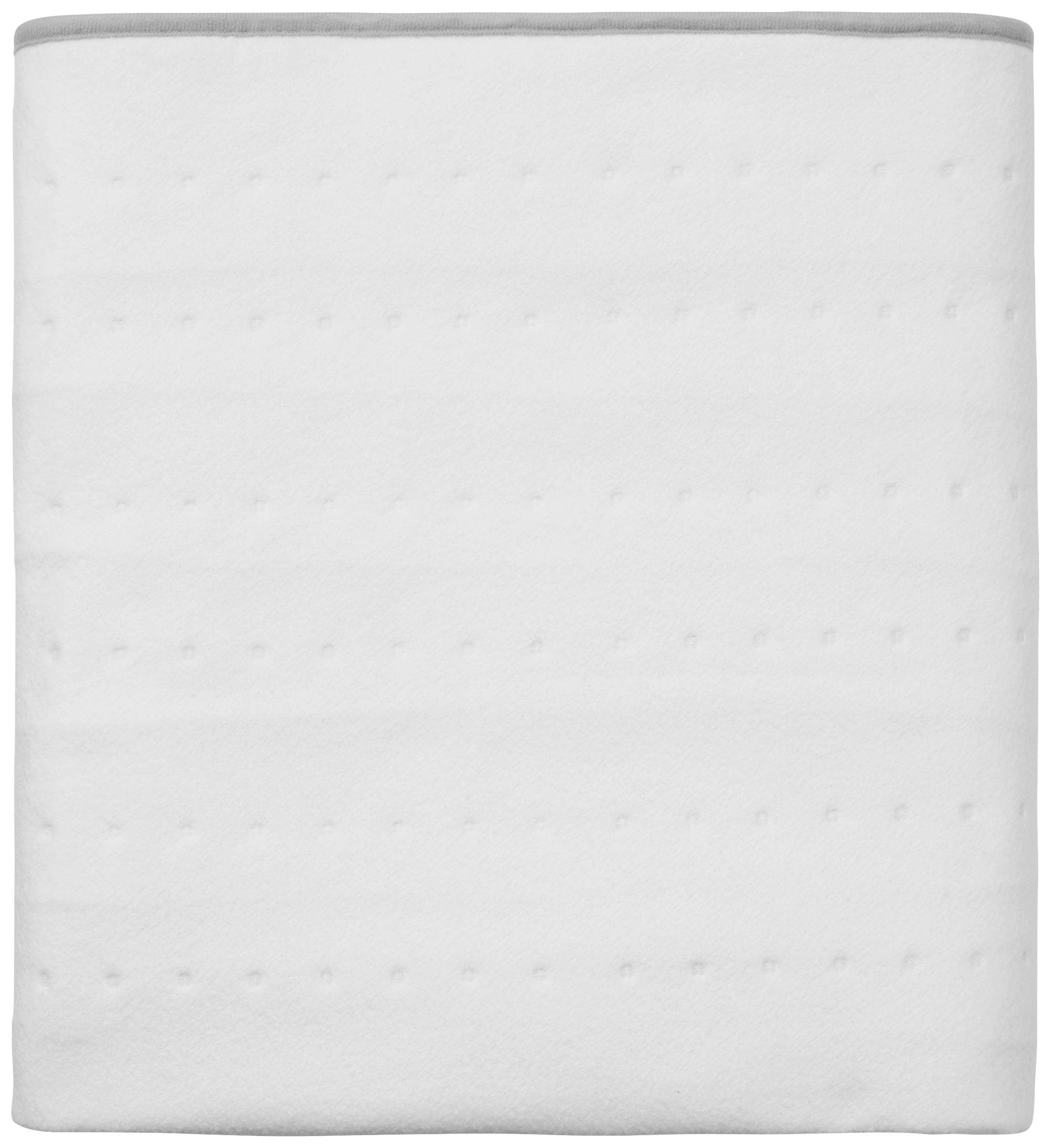 Witte textieldeken met gelijkmatig verdeelde puntvormige verhogingen op het oppervlak.