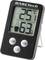 Digitale thermometer en hygrometer met weergave van 25,1°C en 63% relatieve luchtvochtigheid, zwarte voorkant met bedieningsknoppen.