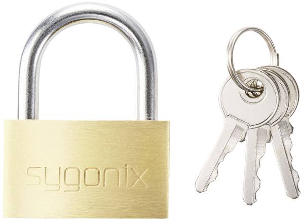 Sygonix SY-5045284 Hangslot 39.8 mm Deels gelijksluitend   Goud-geel Sleutelslot