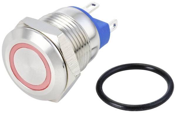 TRU COMPONENTS TC-10090896 GQ12-AF-10E/J/R/24V/S Vandalismebestendige drukschakelaar 48 V/DC 2 A 1x uit/(aan) Moment Rood IP67 1 stuk(s)