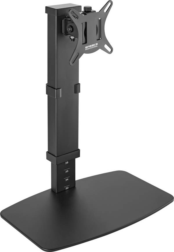 SpeaKa Professional SP-TMS-200 Monitorvoet Aantal monteerbare displays: 1 Display(s) 43,2 cm (17") - 81,3 cm (32") Zwart In hoogte verstelbaar, Kantelbaar, Zwenkbaar