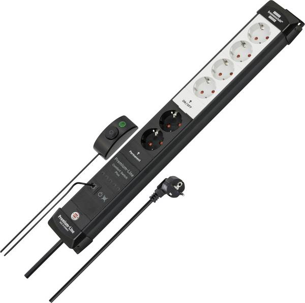 Brennenstuhl 1951560103 Stekkerdoos met schakelaar 6-voudig Zwart, Lichtgrijs Randaarde stekker 1 stuk(s)