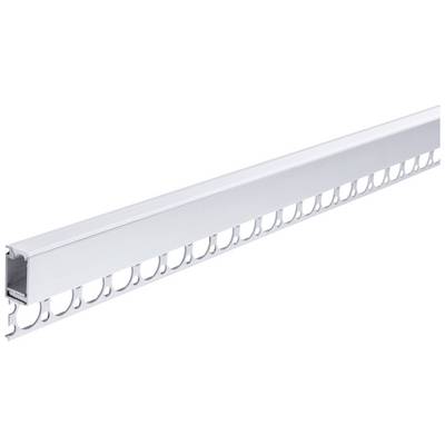 Aluminiumprofiel met geperforeerde zijde, mogelijk geschikt voor bouw- of installatietoepassingen.