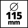 Diameter 115 mm, gesymboliseerd door het diametersymbool Ø boven het getal 115, gevolgd door 'mm'.
