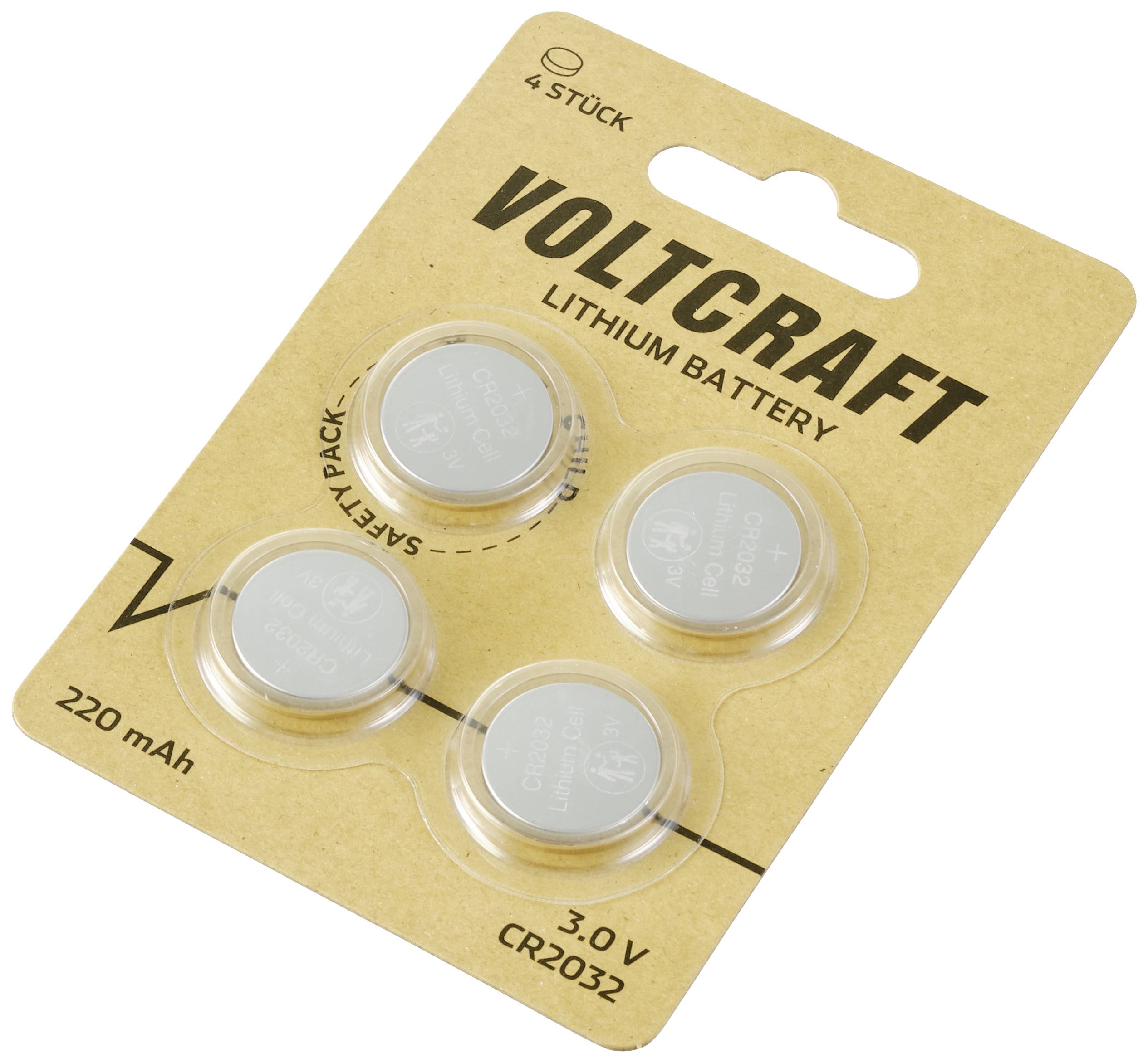 VOLTCRAFT Knoopcel CR2032 3 V 4 stuk(s) 220 mAh Lithium LM2032-3