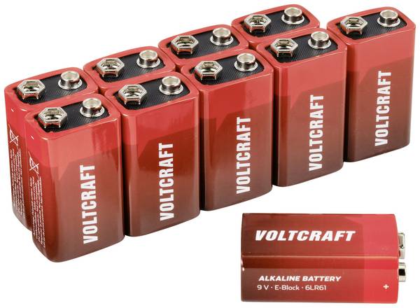 VOLTCRAFT 6LR61 9V batterij (blok) Alkaline 550 mAh 9 V 10 stuk(s)