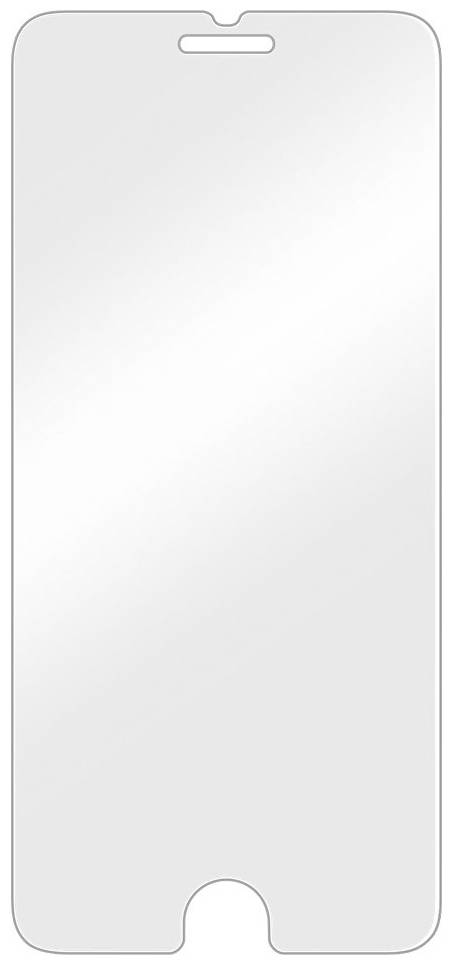 Een heldere displaybeschermfolie voor een smartphone, op maat gesneden voor een precisie pasvorm met uitsparingen voor de luidspreker en de home-knop.