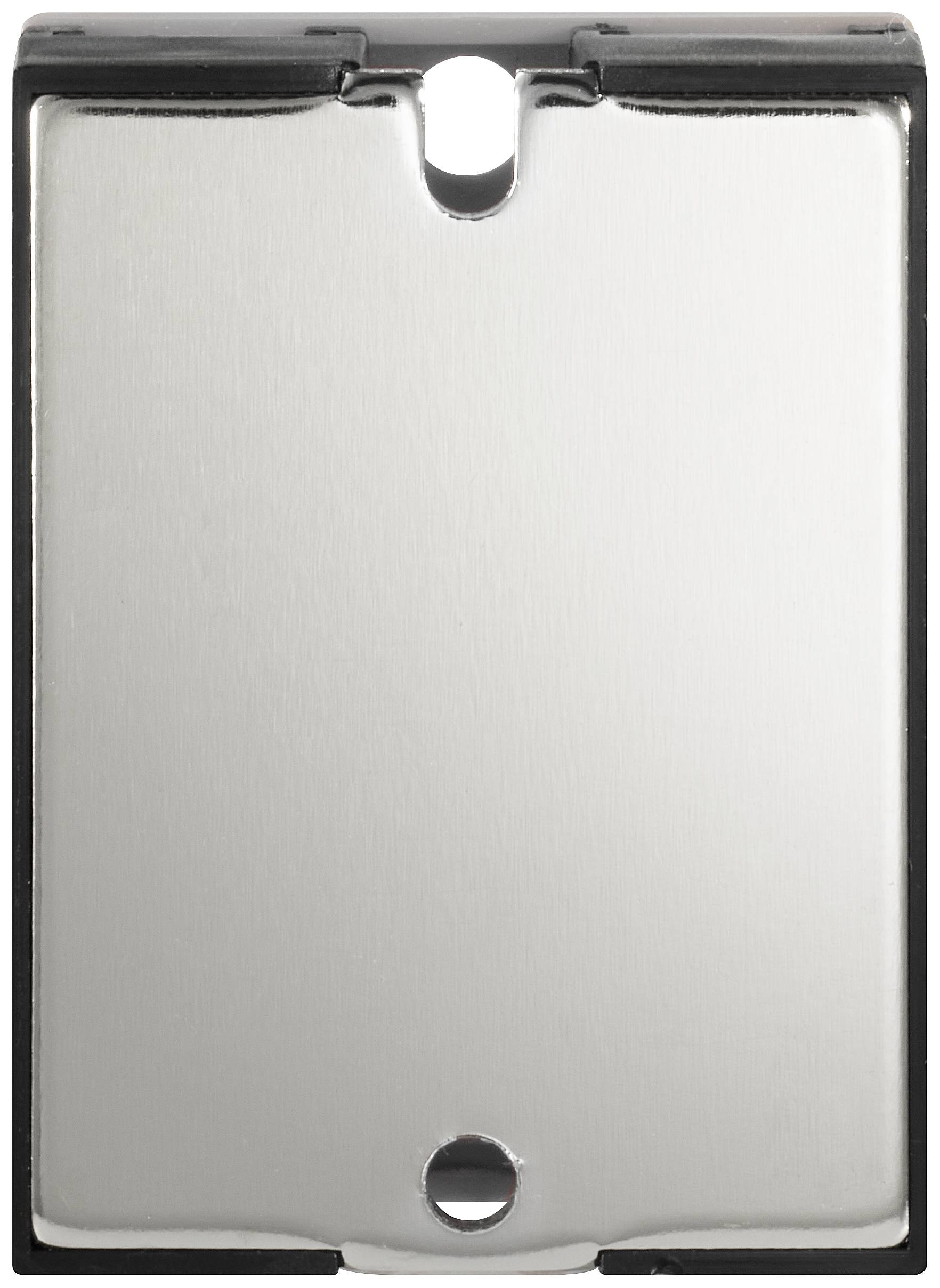 Metaal geborstelde lichtschakelaar met rechthoekige vorm en afgeronde hoeken, geschikt voor moderne interieurs.