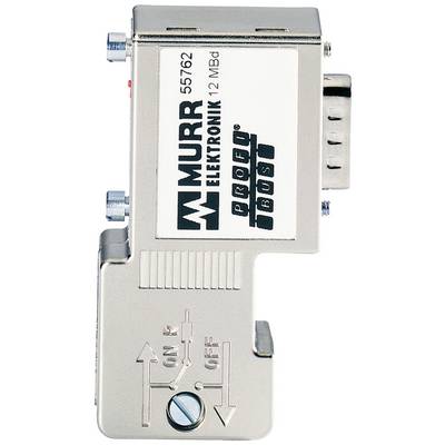 Adapter van Murr Elektronik met opschrift 'PROFIBUS'. Zilveren behuizing met AAN/UIT-schakelaar, vermoedelijk voor industriële toepassingen.