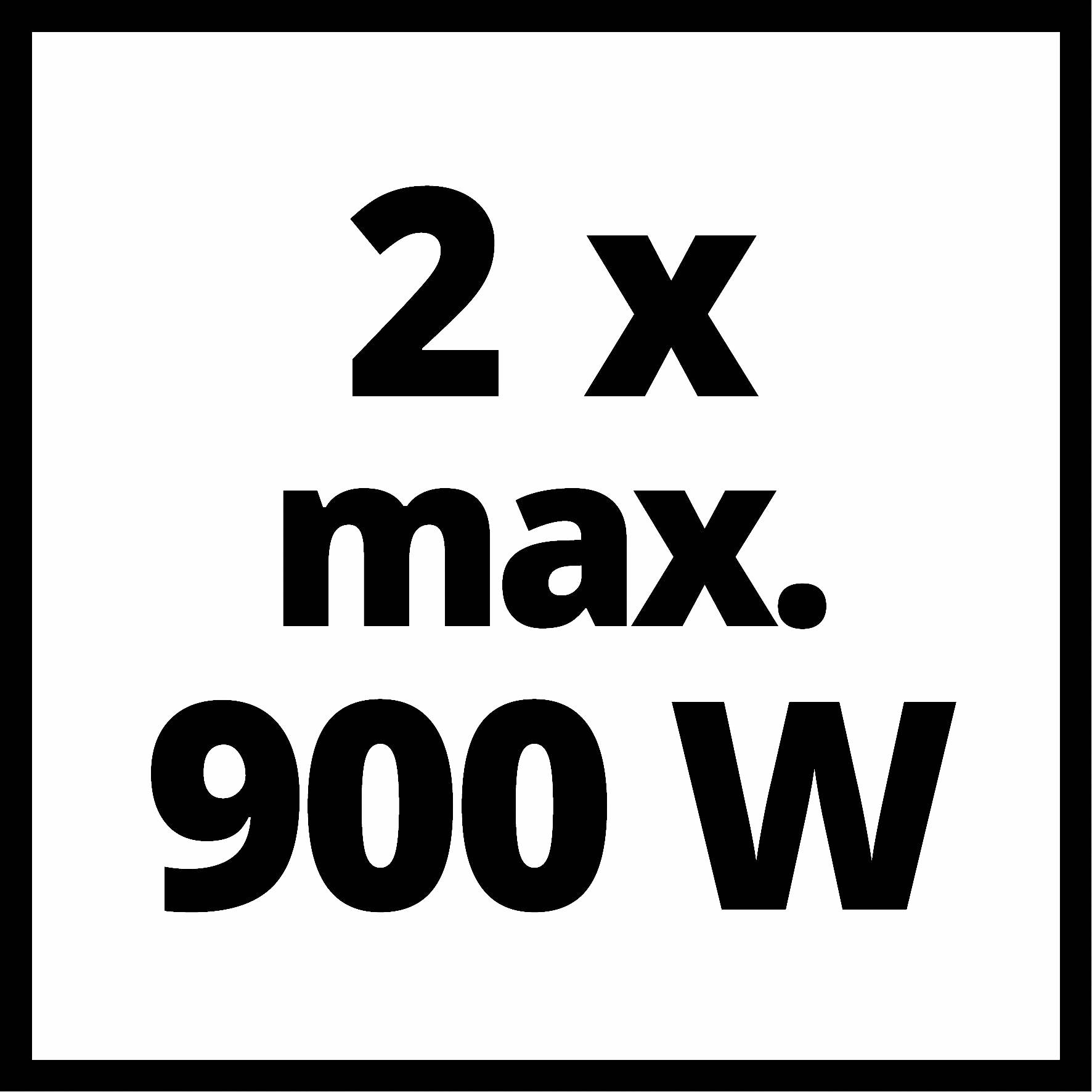 '2 x max. 900 W'<br><br>Note: This appears to be a technical specification in German, which remains the same in Dutch. The translation preserves the exact original text.