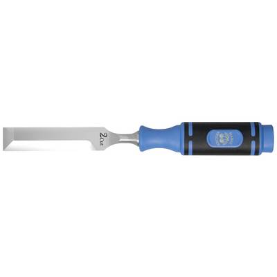 Beitel met blauwe handgreep, metalen lemmet en opdruk '2Cut'.
