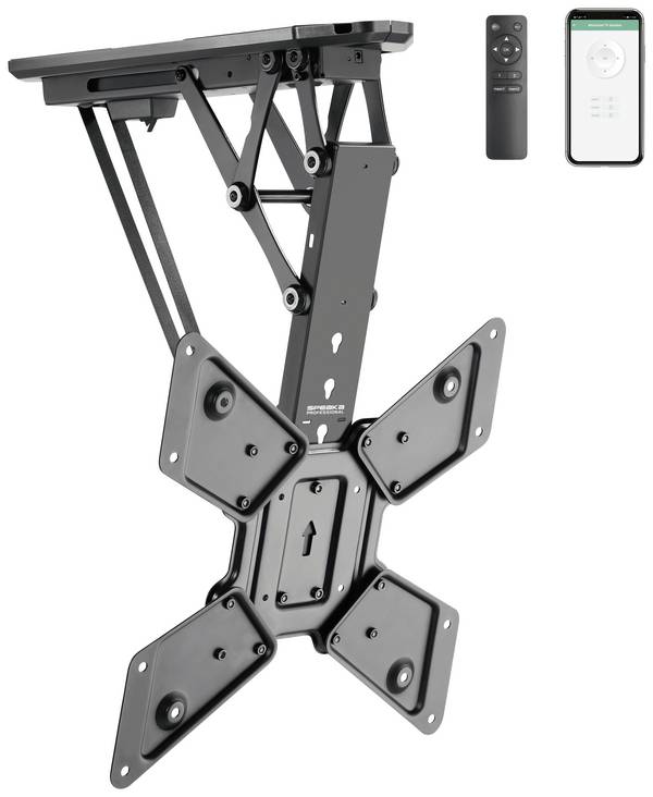 SpeaKa Professional SP-TVCM-510 TV-plafondbeugel 58,4 cm (23") - 139,7 cm (55") Met elektromotor, Kantelbaar, Besturing via app Inklapbaar, Met afstandsbediening