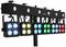 Eurolite lichtbalk met vier LED-lampen in blauw, geel, groen en rood, gemonteerd op een statief, voor podiumverlichting.