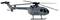 Een grijze modelhelikopter van opzij, gemarkeerd met 'AFX-105' op de romp.