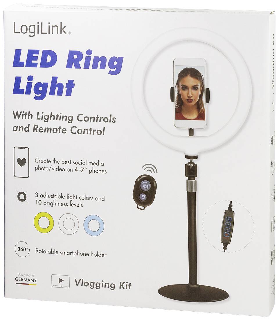 Logilink smartphone ringlamp statief met afstandsbediening, DM 25cm-14