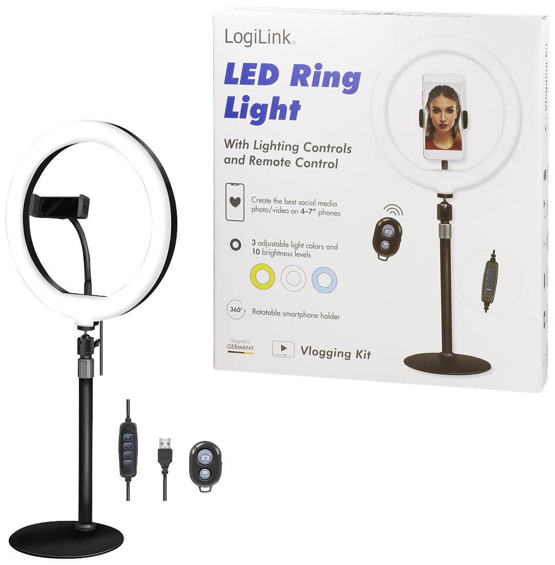 Logilink smartphone ringlamp statief met afstandsbediening, DM 25cm-15