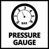 Drukmeter vertoont een druk tussen 3 en 4 Bar, met daaronder de tekst 'PRESSURE GAUGE'.
