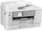 Een grijze multifunctionele printer met touchscreen-display en twee papierladen, geschikt voor kantoordrukwerkzaamheden.