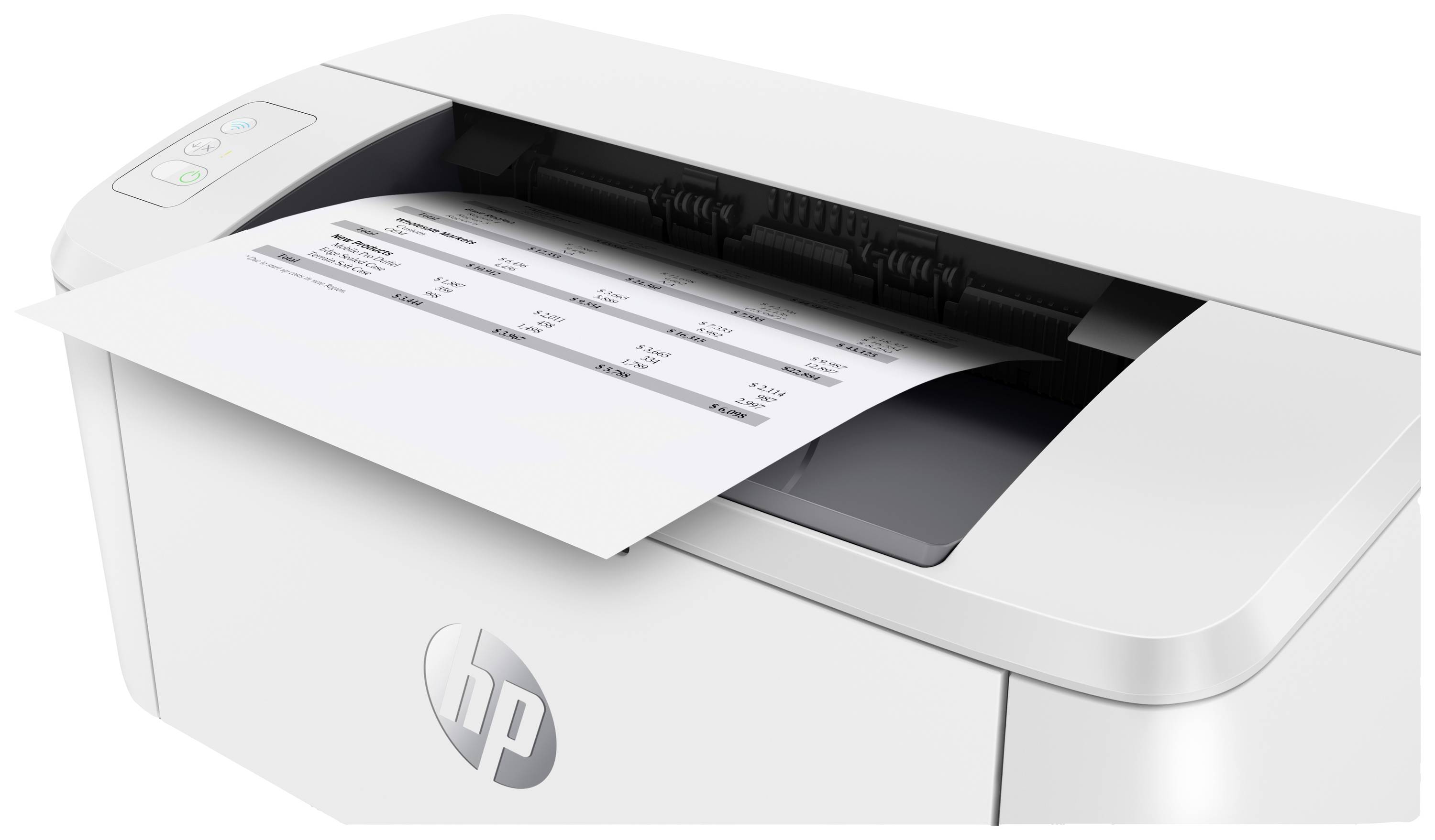 Een printer met een afgedrukt vel papier dat onderaan prijzen voor producten en diensten weergeeft.