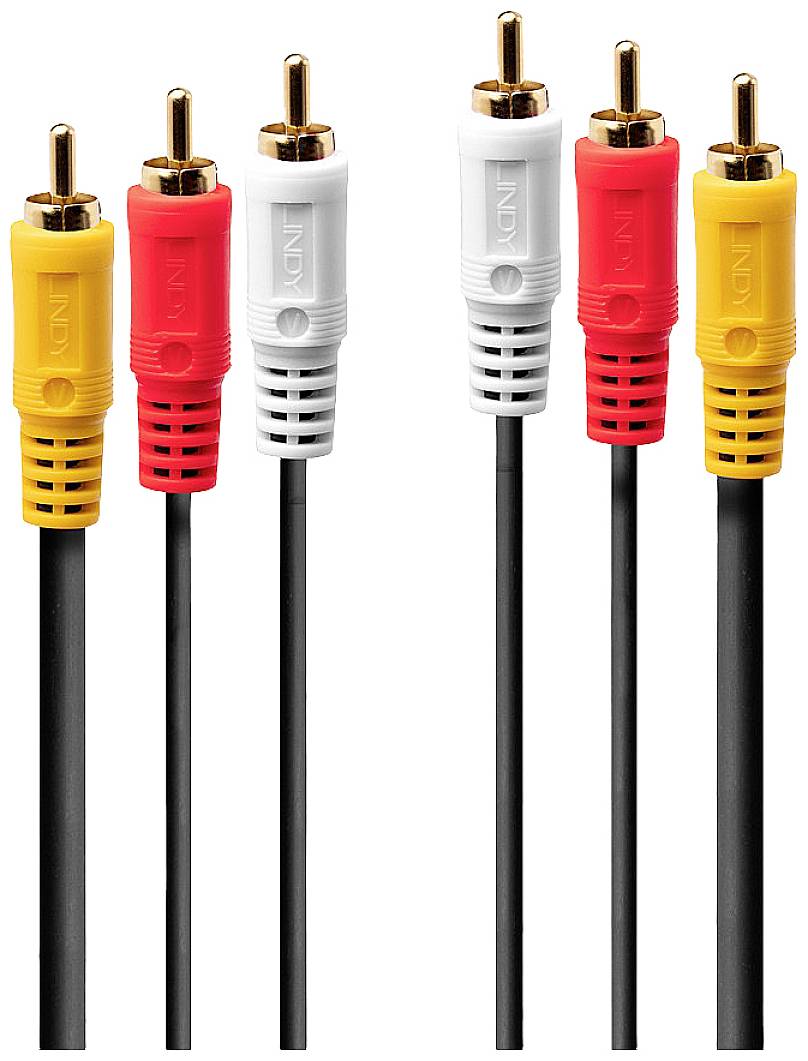 LINDY Cinch AV Aansluitkabel [3x Cinch-stekker - 3x Cinch-stekker] 2 m Zwart-0