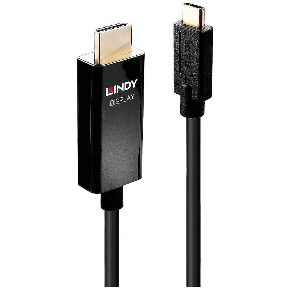 LINDY Aansluitkabel USB-C stekker, HDMI-A stekker 2.00 m Zwart 43292 USB-C-displaykabel