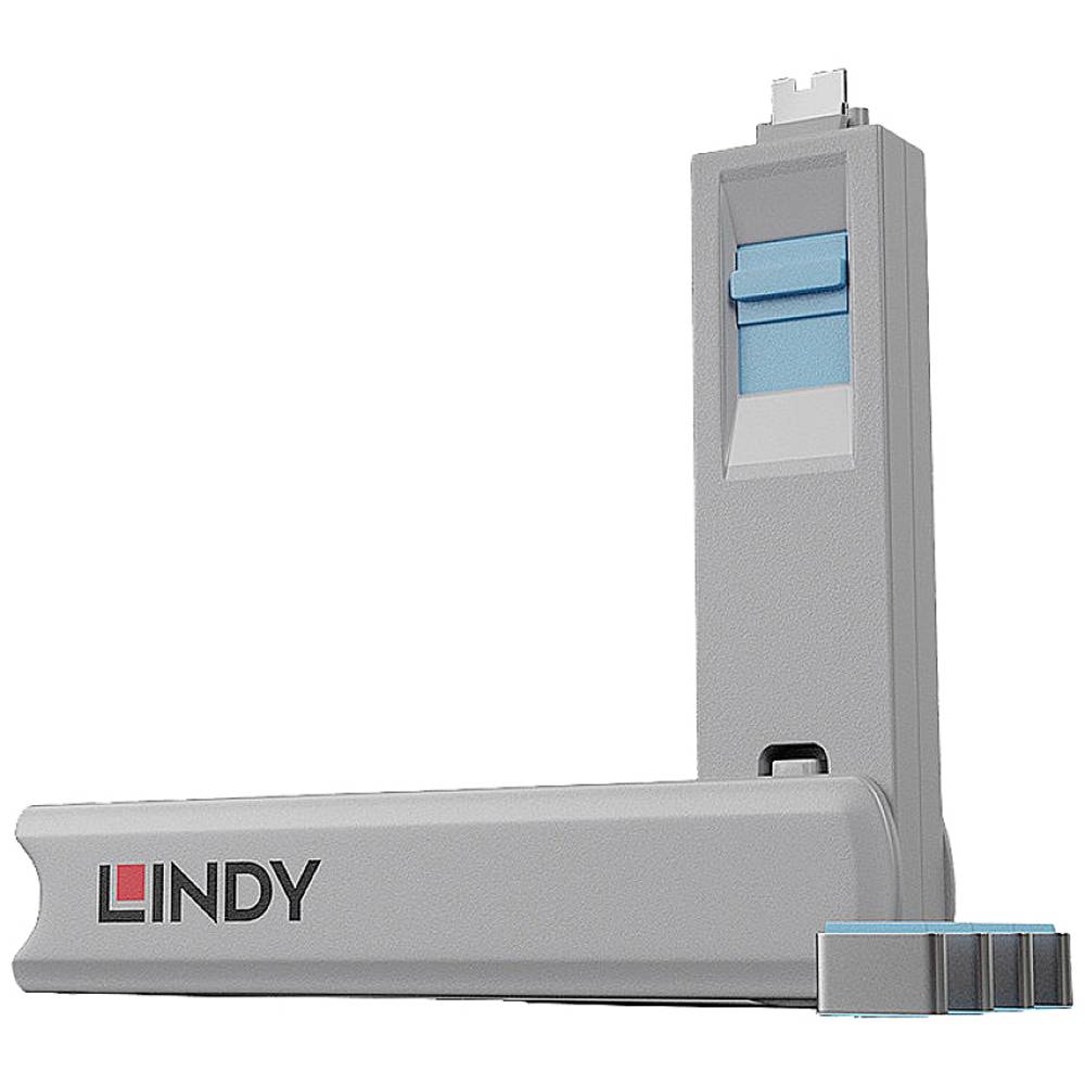 LINDY 40465 USB-C®-poortsleutel Set van 4 stuks Blauw Incl. 1 sleutel