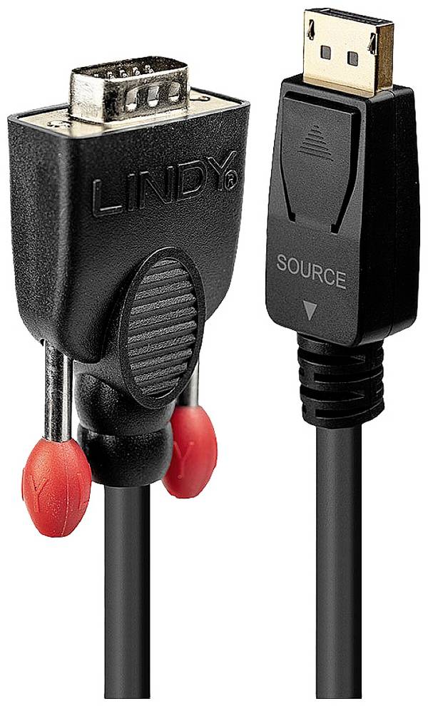 LINDY 41940 VGA-kabel DisplayPort Aansluitkabel VGA-stekker 9-polig, DisplayPort-stekker 0.50 m Zwart