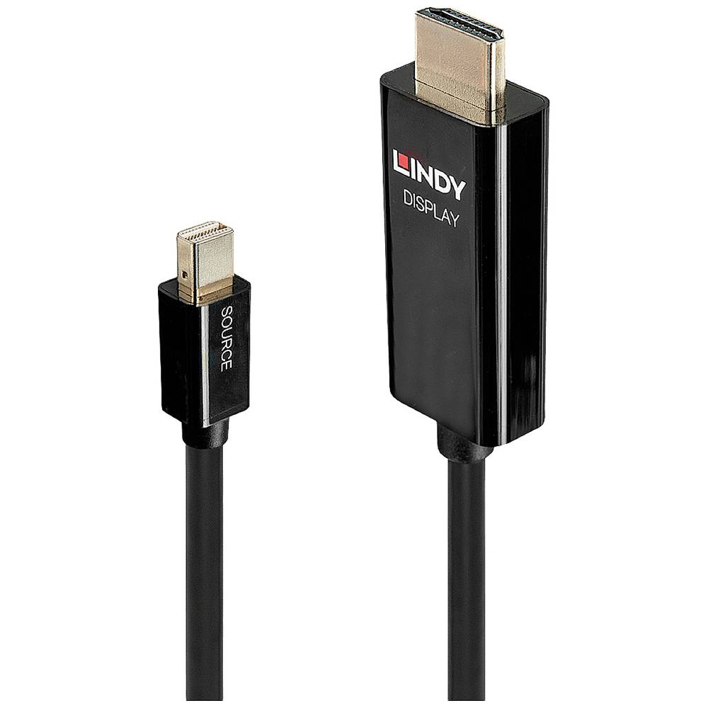 LINDY Aansluitkabel Mini DisplayPort stekker, HDMI-A stekker 1.00 m Zwart 40911 DisplayPort-kabel