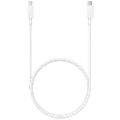 Wit USB-C naar USB-C-kabel, opgerold, ideaal voor het opladen of overdragen van gegevens tussen twee apparaten met USB-C-aansluitingen.
