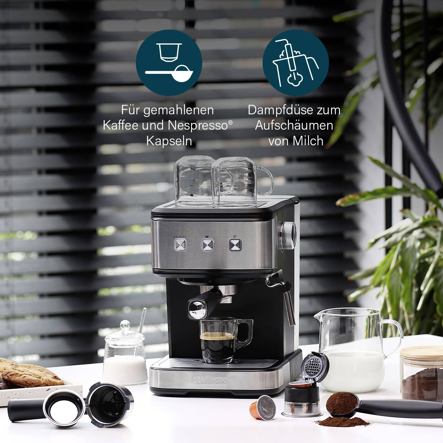 Princess 249413 Espressomachine met filterhouder RVS, Zwart 850 W-22