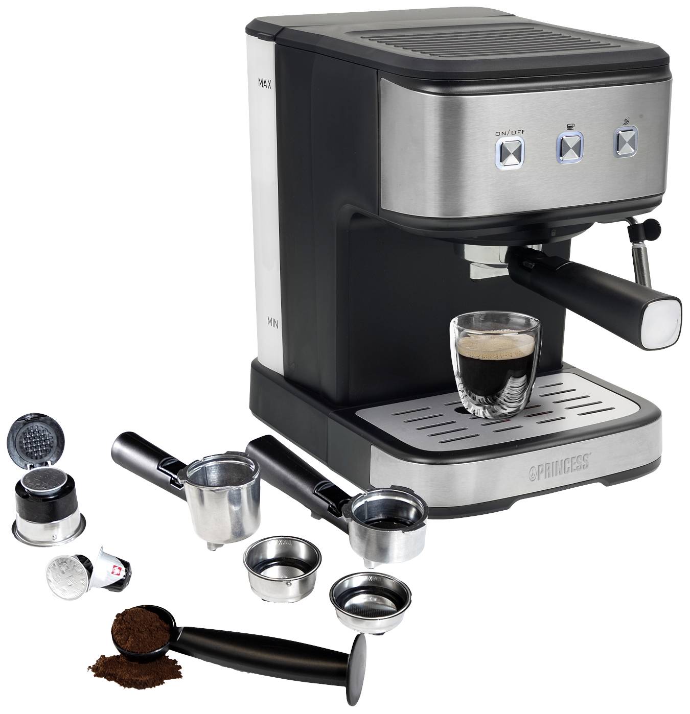 Princess 249413 Espressomachine met filterhouder RVS, Zwart 850 W-1