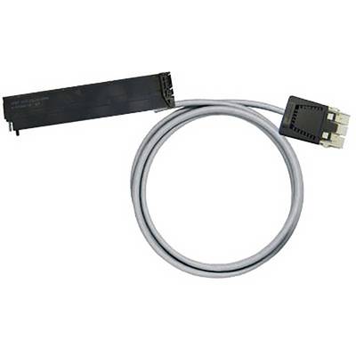 Een grijs-zwarte kabel met meerdere stekkerverbindingen, die wordt gebruikt voor gegevensoverdracht bij computers of technische apparaten.