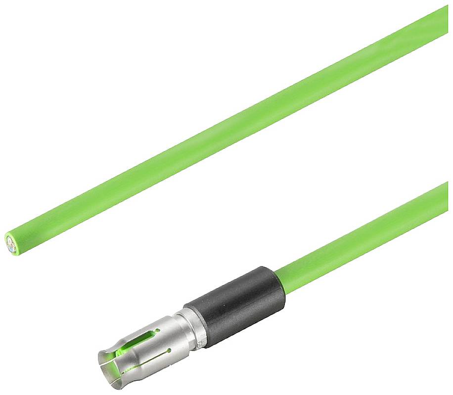 Groen glasvezelkabel met metalen stekker, dat wordt gebruikt voor snelle gegevensoverdracht en internetverbindingen.