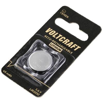 'Voltcraft LIR2032' Lithium-knoopcelbatterij, oplaadbaar, 3,6 V, 45 mAh, 1 stuk.