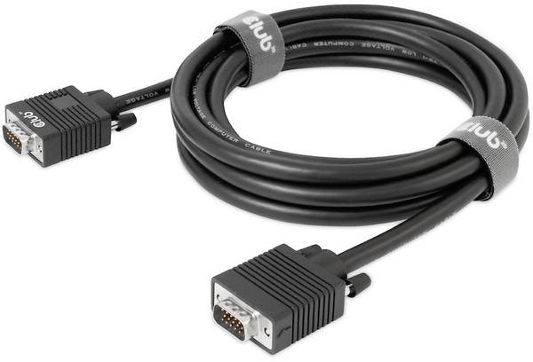 club3D CAC-1703 VGA-kabel VGA Aansluitkabel VGA-stekker 15-polig, VGA-stekker 15-polig 3.00 m Zwart Schroefbaar, Vergulde steekcontacten