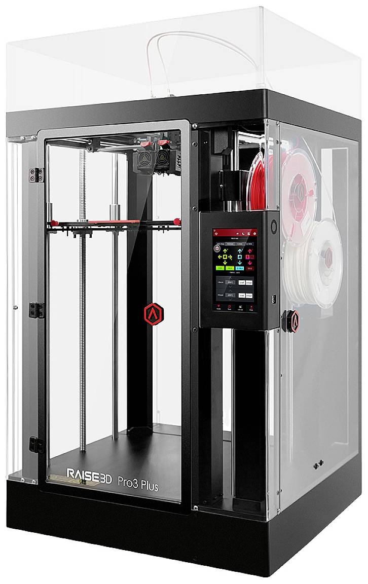 RAISE3D Pro3 Plus Dual Extruder 3D-printer Verwarmd printbed, Dual nozzle-systeem (Dual Extruder), Flexibel metaalbed, I-2