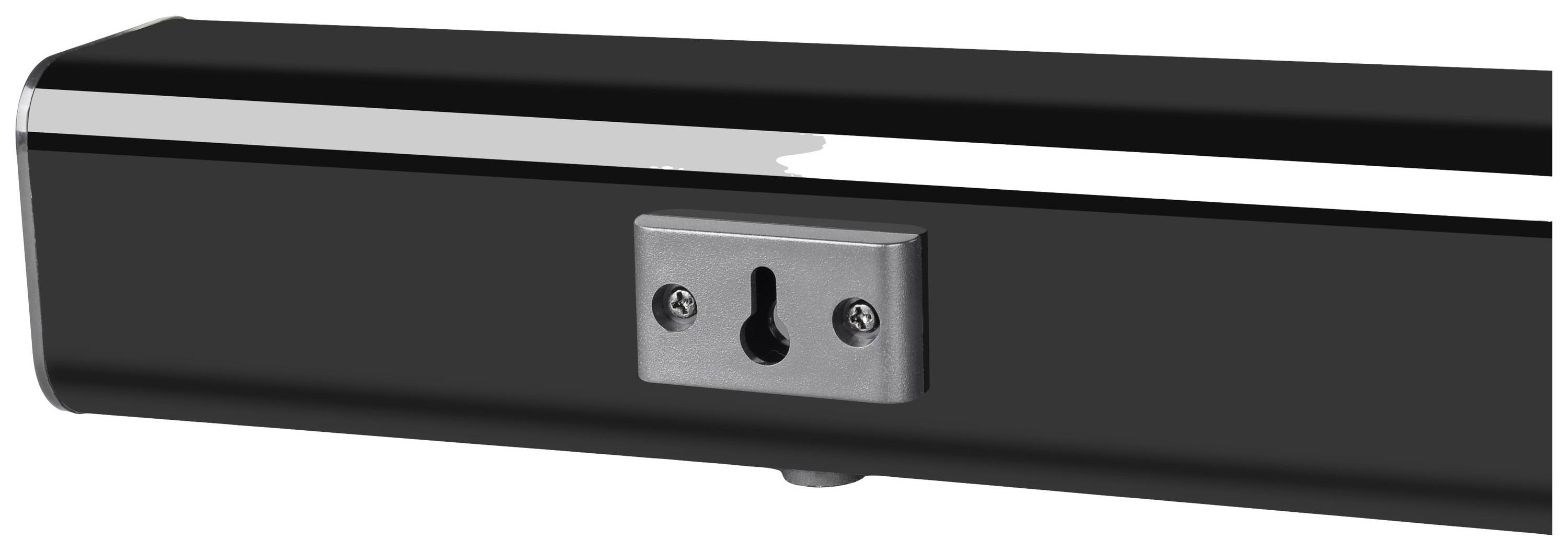 Zwarte metalen stang met een ingebouwd sleutelgat in het midden, geschikt voor montage op deuren of apparaten.