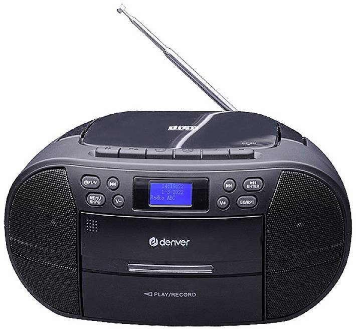 Denver TDC-280B Radiocassetterecorder DAB+, VHF (FM) AUX, CD, Cassette, USB Wekfunctie Zwart-1