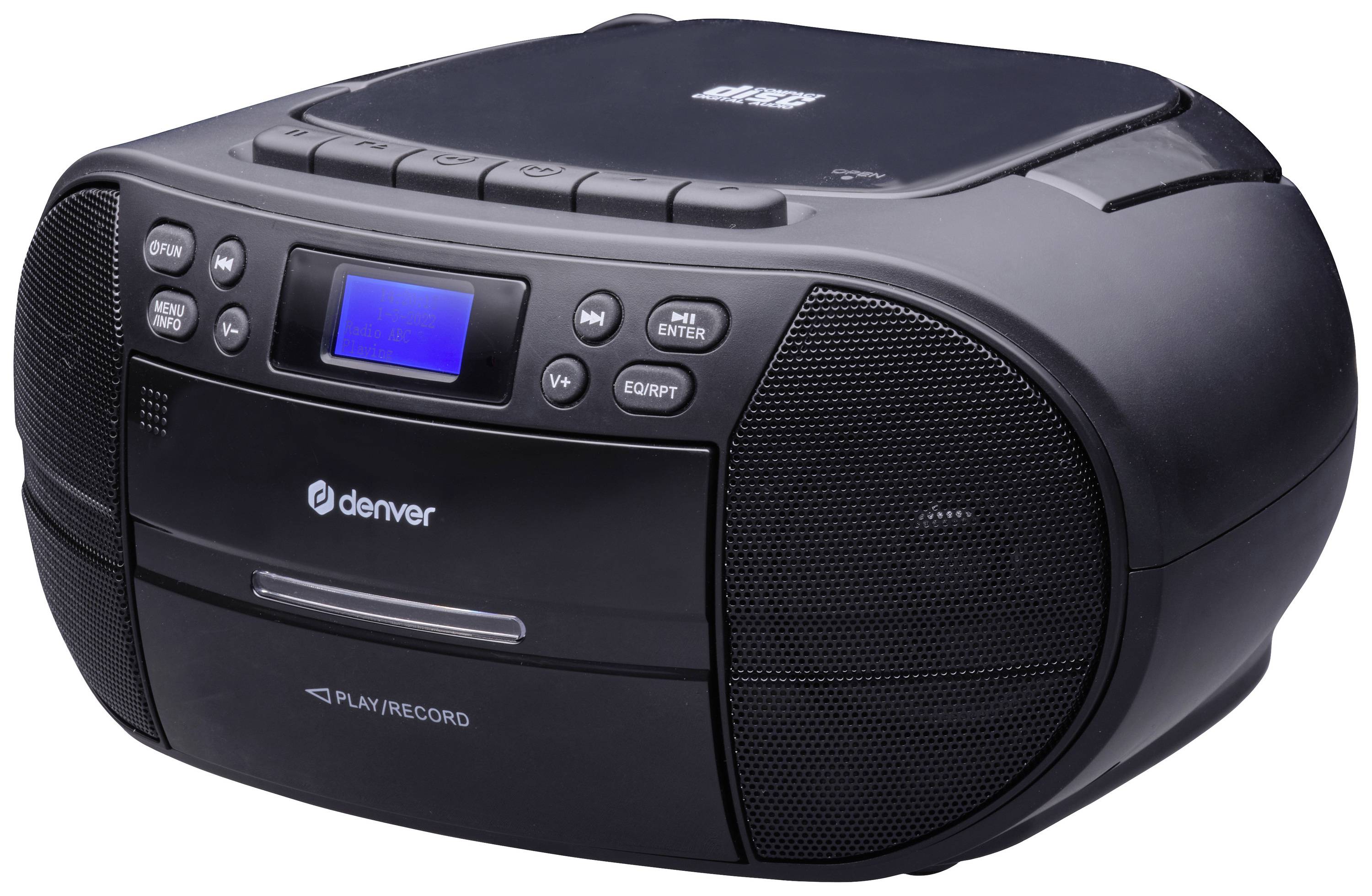 Denver TDC-280B Radiocassetterecorder DAB+, VHF (FM) AUX, CD, Cassette, USB Wekfunctie Zwart-2