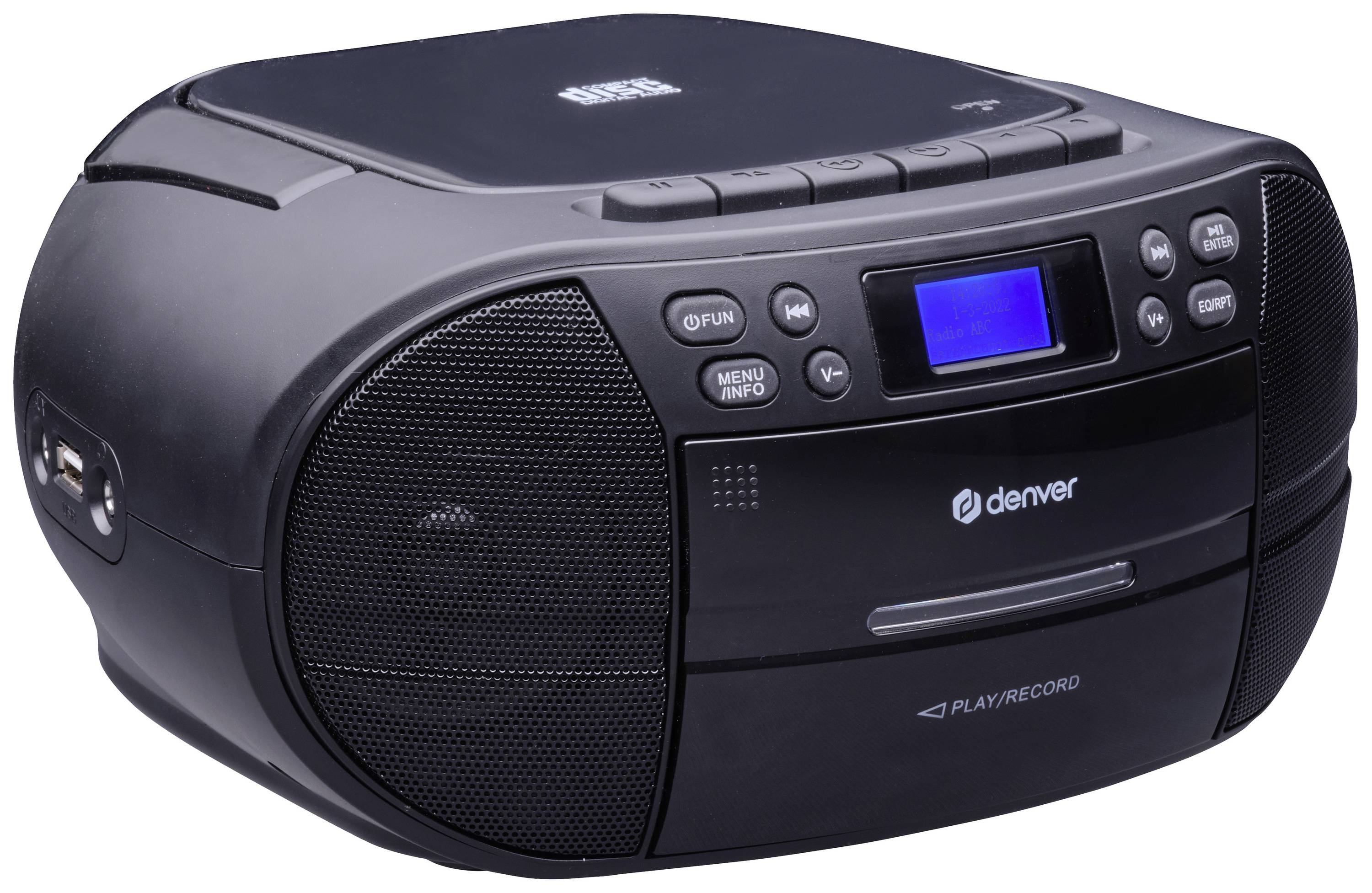 Denver TDC-280B Radiocassetterecorder DAB+, VHF (FM) AUX, CD, Cassette, USB Wekfunctie Zwart-3