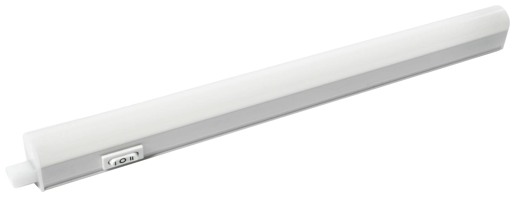 Een lange, witte LED-lichtbalk met schakelaar biedt gelijkmatige verlichting. Ideaal voor onderbouw in keuken of werkplaats.