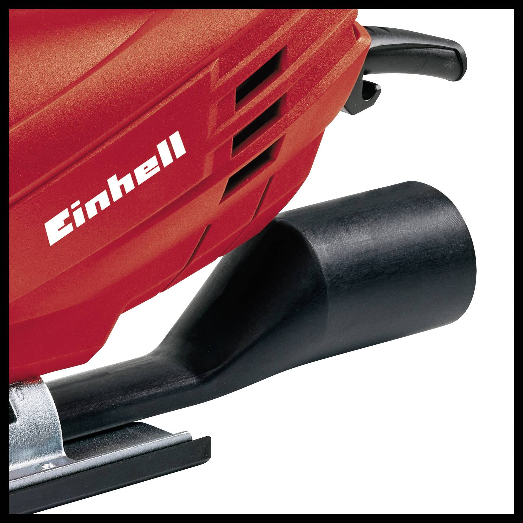 Een rood elektrisch apparaat met de opdruk 'Einhell' en een zwarte handgreep, waarschijnlijk een gereedschap of huishoudelijk apparaat.