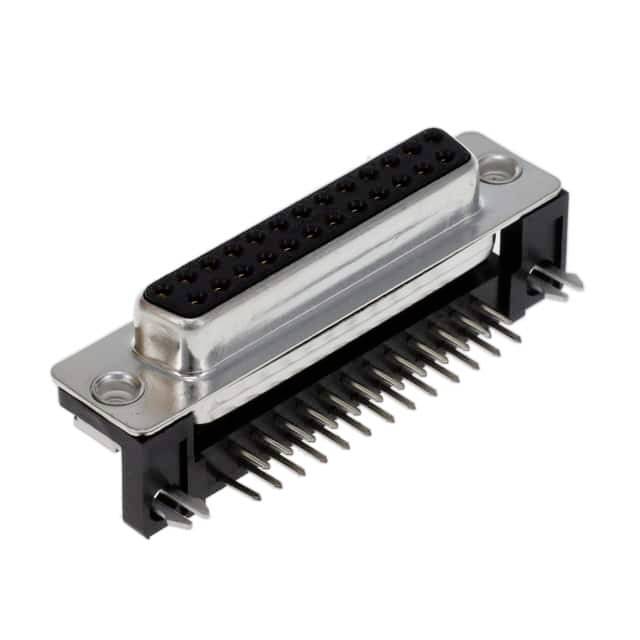 Een D-Sub 25-pins vrouwelijke connector met een zwart behuizing en metalen frame, geschikt voor analoge videoverbindingen.