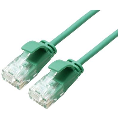 Groen Ethernet-kabel met twee RJ45-connectoren, gebruikt voor netwerkverbindingen. Ideaal voor internet- en LAN-aansluitingen.