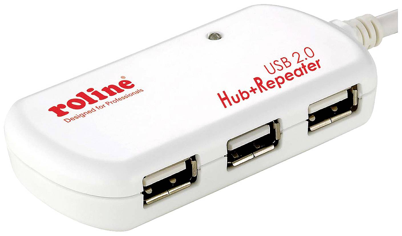 ROLINE USB 2.0 4-Poorts Hub met repeater, 12 m